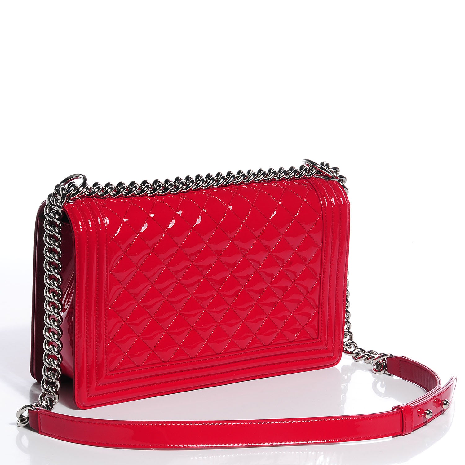 Chanel Patent Leather New Medium Boy Flap Plexiglass Red 3 of 8