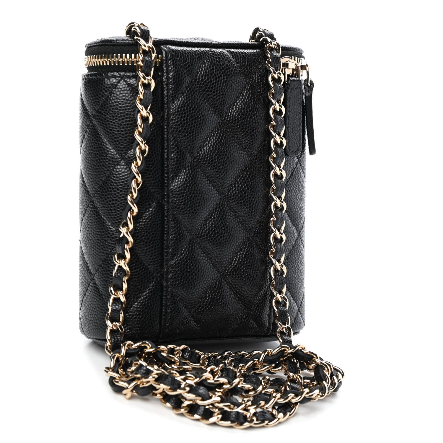 Chanel Caviar Quilted Small Vertical Coco Beauty Vanity Case With Chain Black 2 of 4