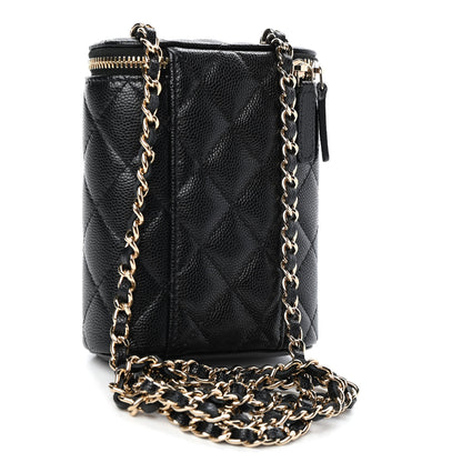 Chanel Caviar Quilted Small Vertical Coco Beauty Vanity Case With Chain Black 2 of 4