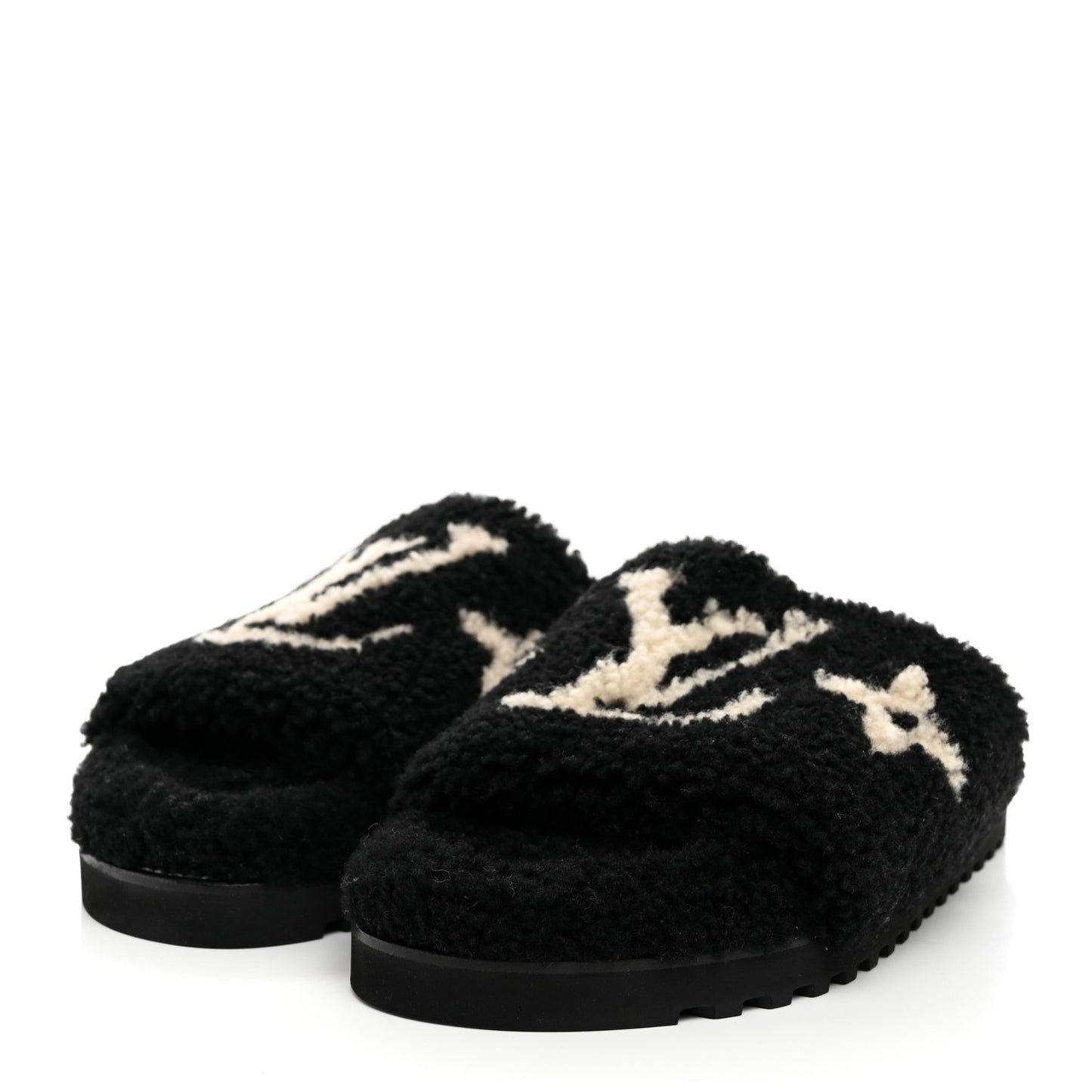 Shearling Monogram Giant Paseo Flat Comfort Mule 40 Black