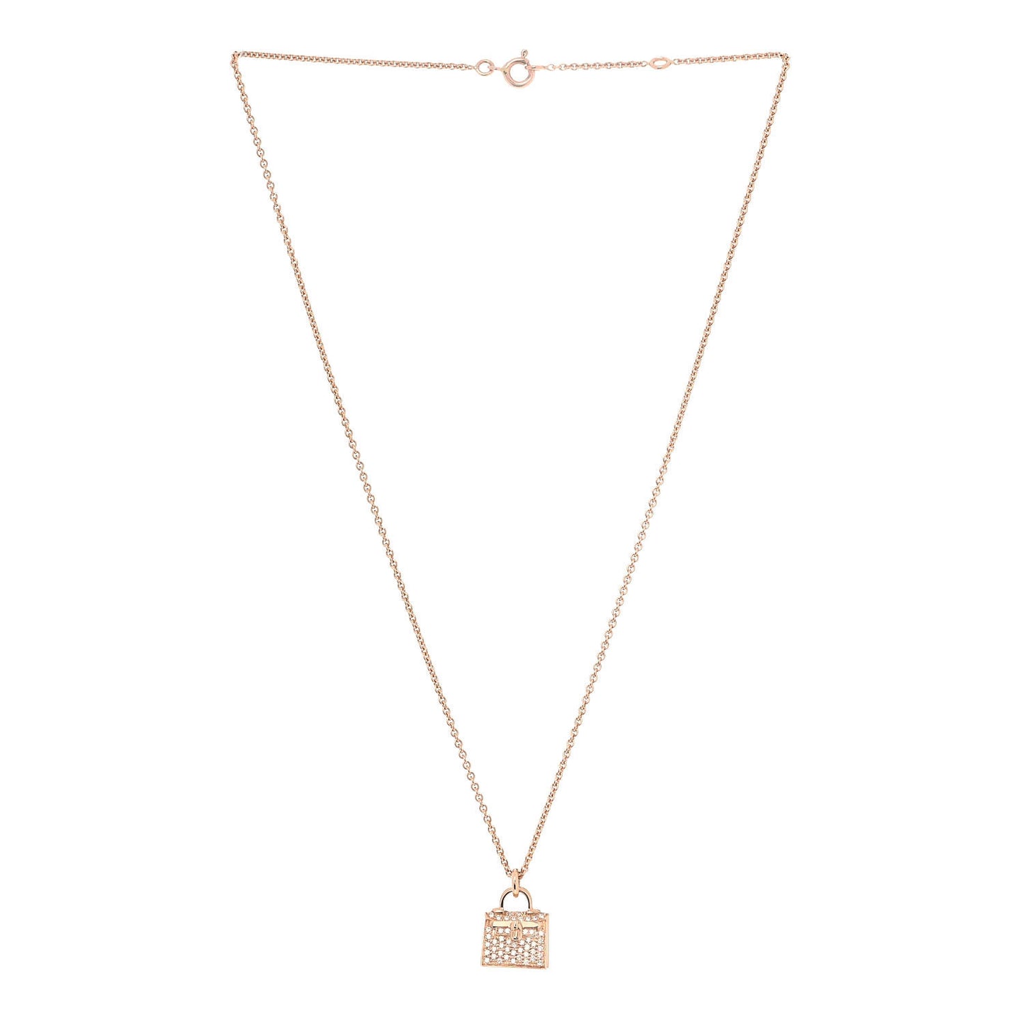 18K Rose Gold Diamond Kelly Amulette Pendant Necklace
