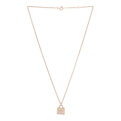 Hermes 18K Rose Gold Diamond Kelly Amulette Pendant Necklace 2 of 5