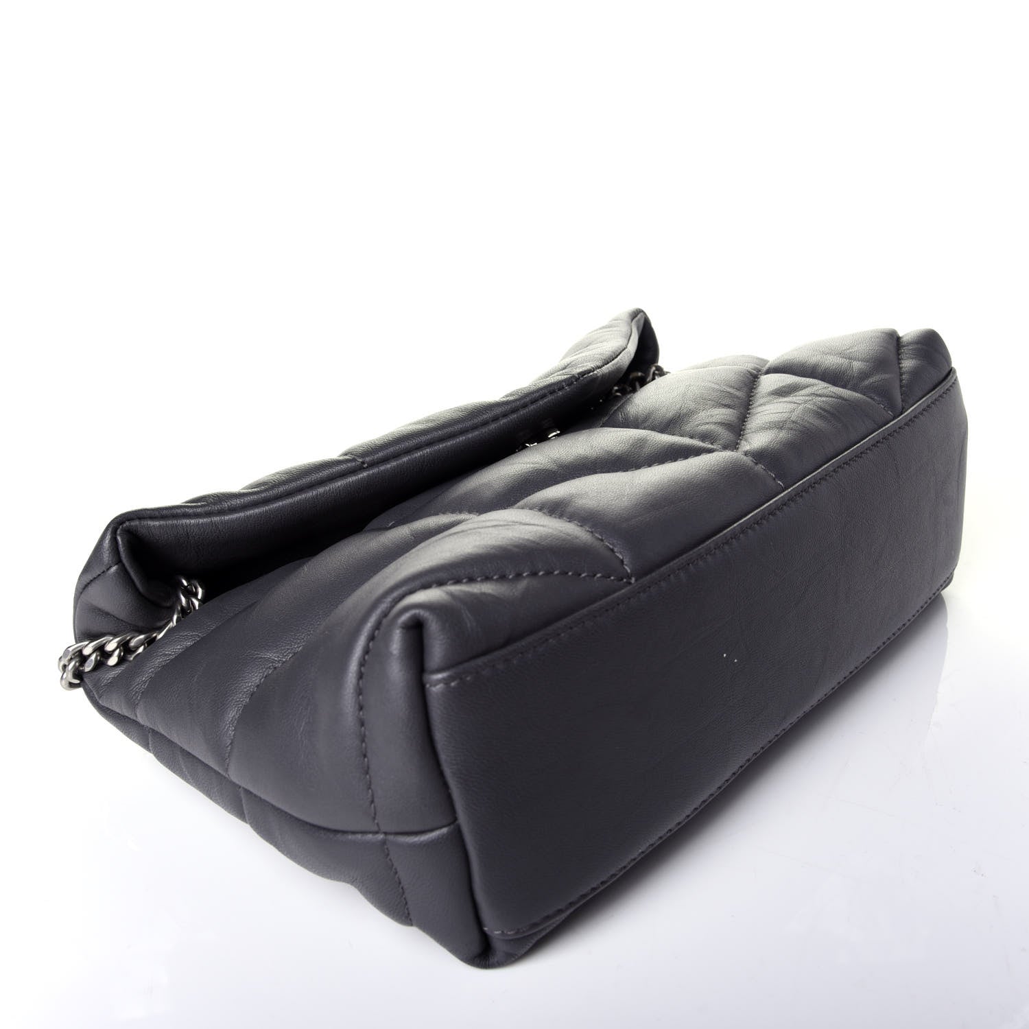 Saint Laurent Lambskin Quilted Toy Loulou Puffer Monogram Chain Satchel Storm 4 of 9