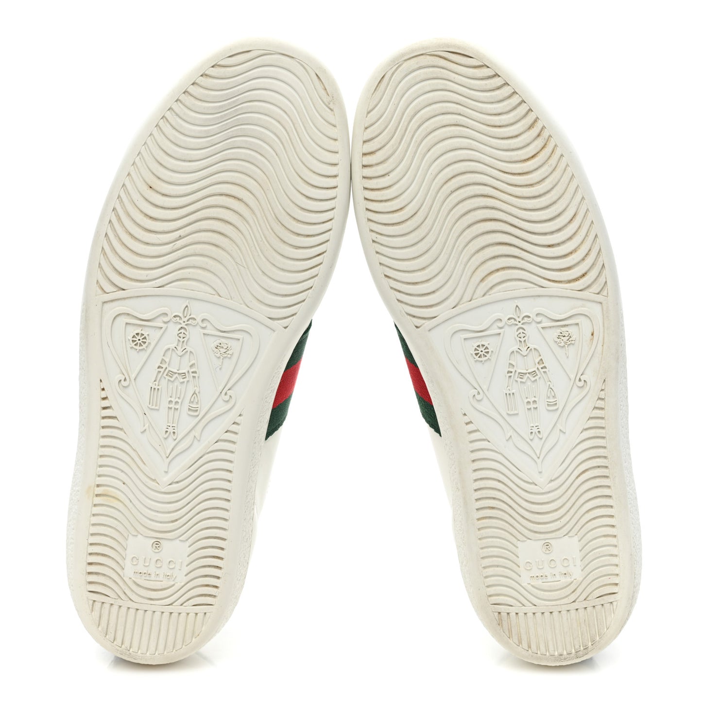 Calfskin Crocodile Web Womens Ace Sneakers 35 White Green