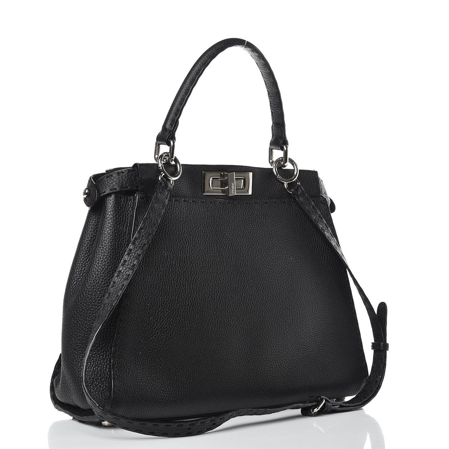 Cuoio Romano Selleria Bi-Color Medium Peekaboo Iconic Satchel Black Mou