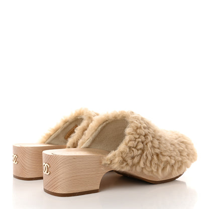 Chanel Shearling Lambskin Clogs 41 Beige 4 of 11