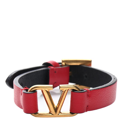 Valentino Garavani Calfskin VLogo Bracelet Red 1 of 5