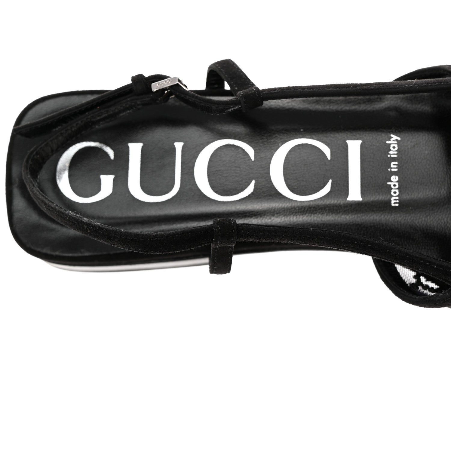 Gucci Suede Mesh Crystal GG Monogram Slingback Ballet Flats 39 Black 7 of 9