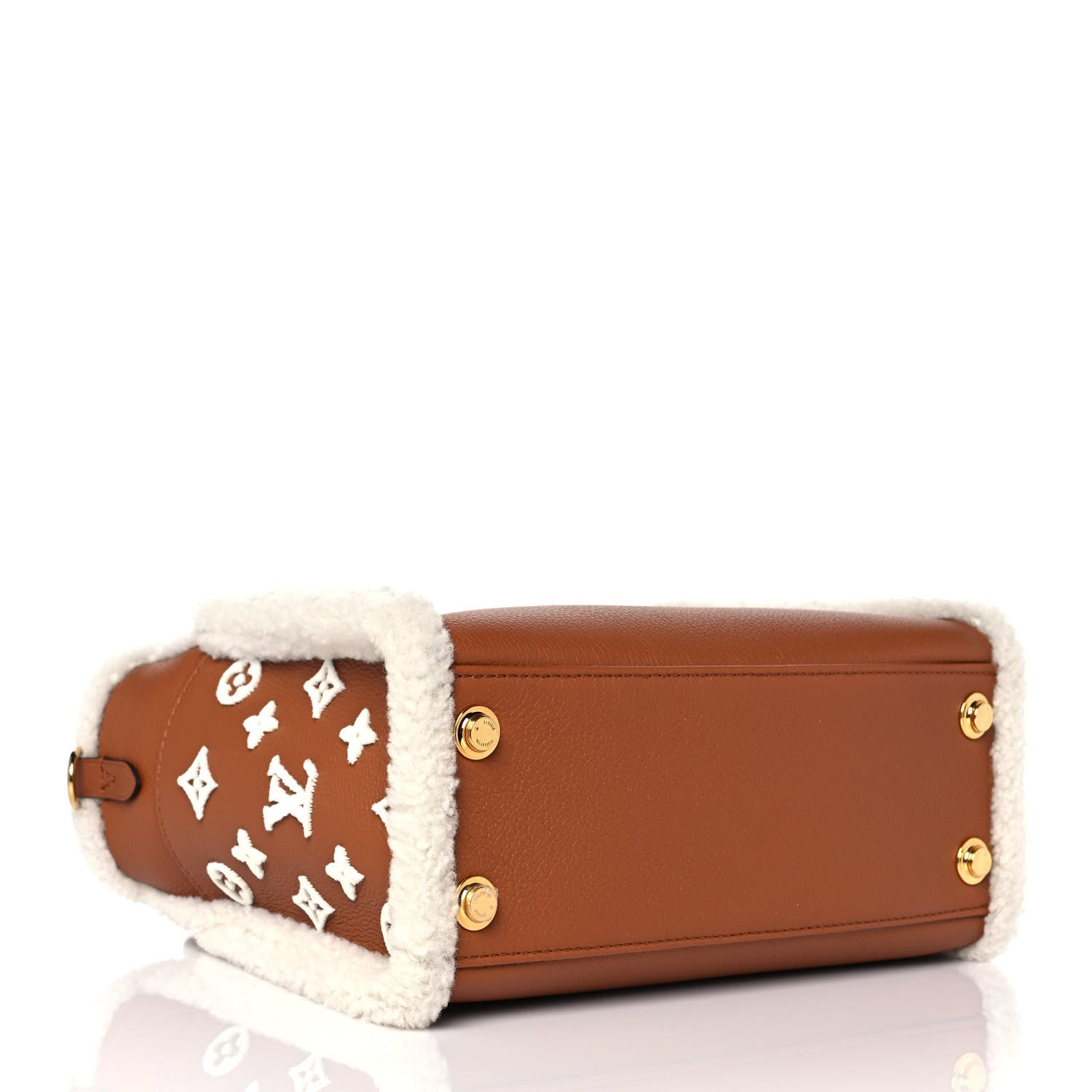 Louis Vuitton Grained Calfskin Shearling On My Side PM Caramel 3 of 8