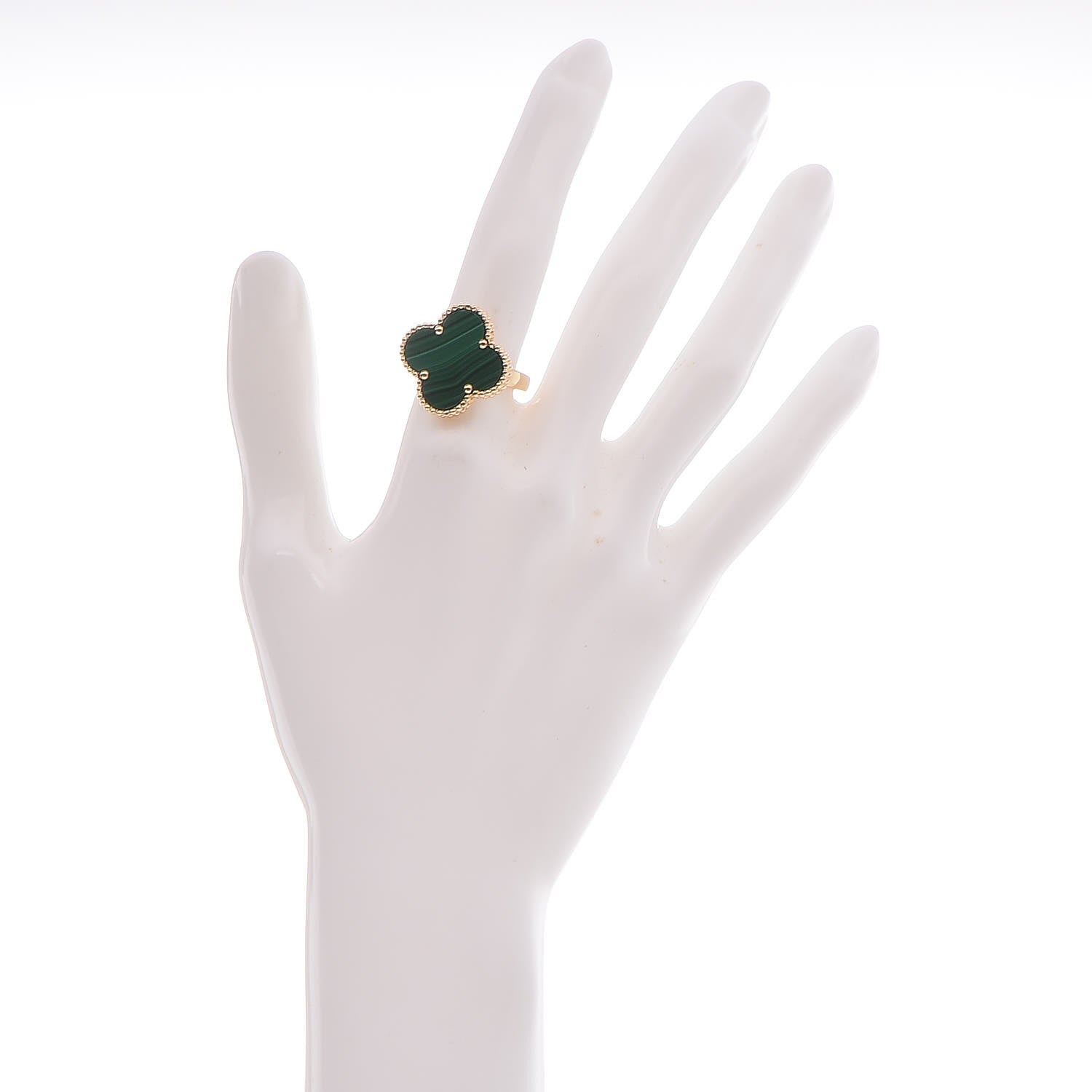 Van Cleef & Arpels 18K Yellow Gold Malachite Magic Alhambra Ring 53 6.25 2 of 9