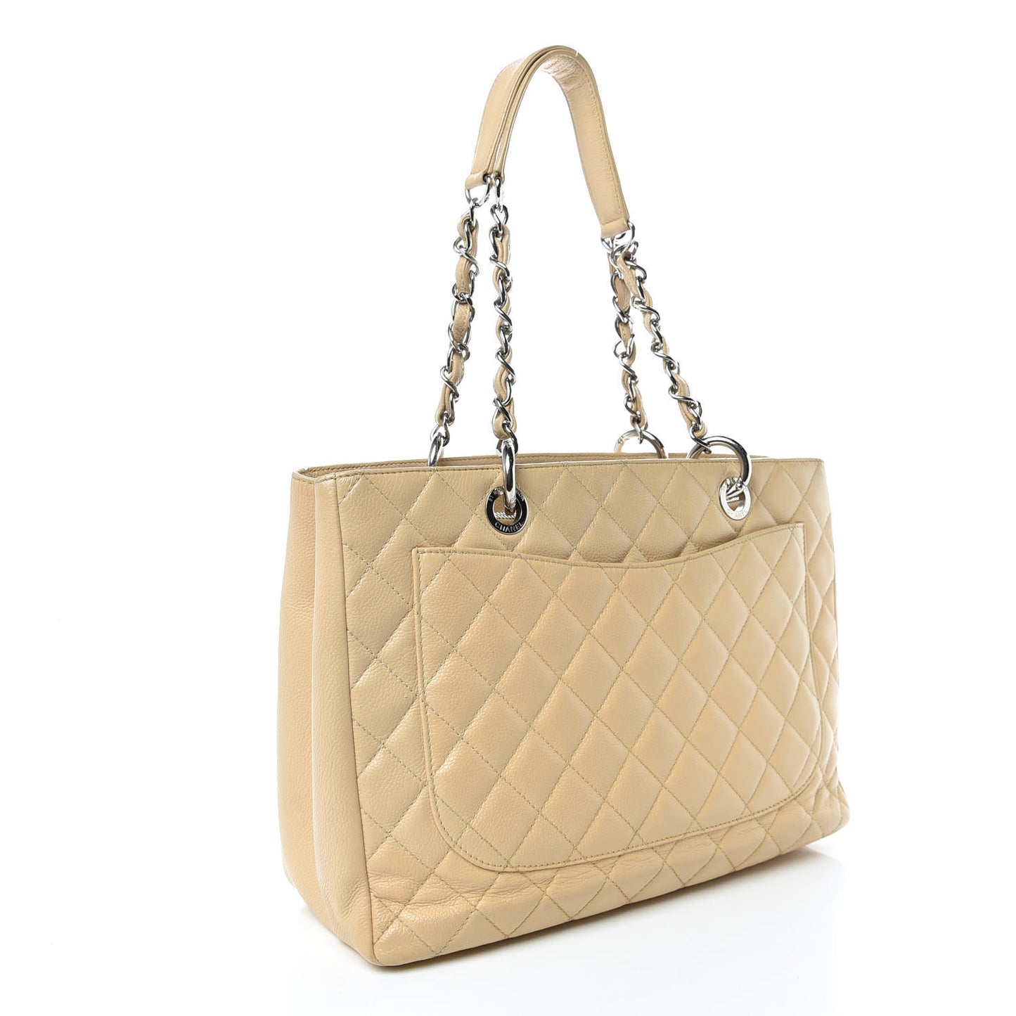 Caviar Quilted Grand Shopping Tote GST Beige Clair
