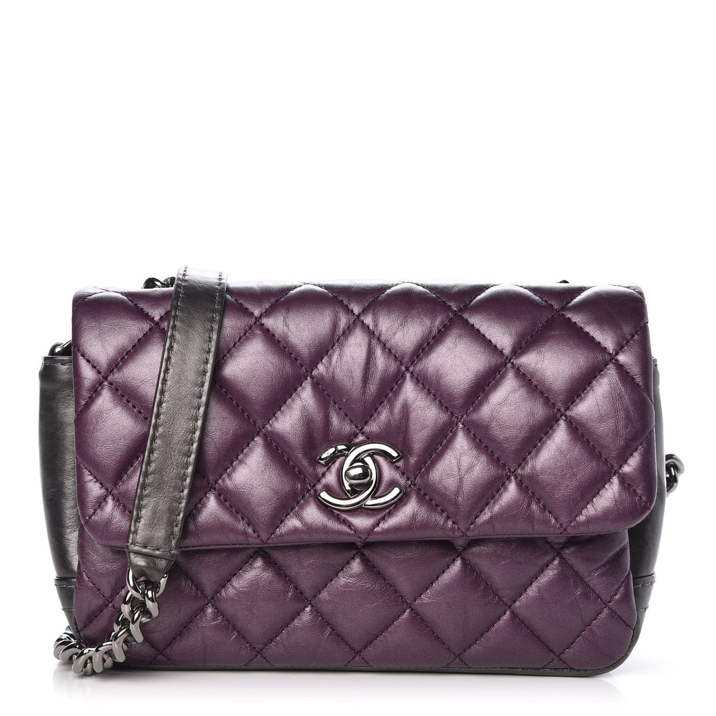 Calfskin Mineral Nights Mini Flap Dark Purple