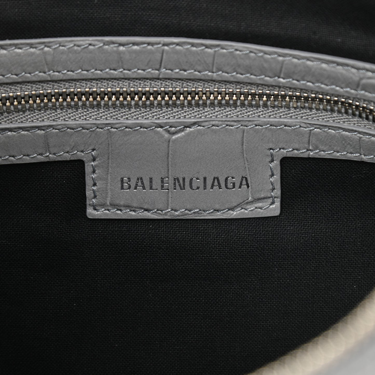 Extra Supple Calfskin Crocodile Embossed Small Le Cagole Shoulder Bag Balenciaga Grey