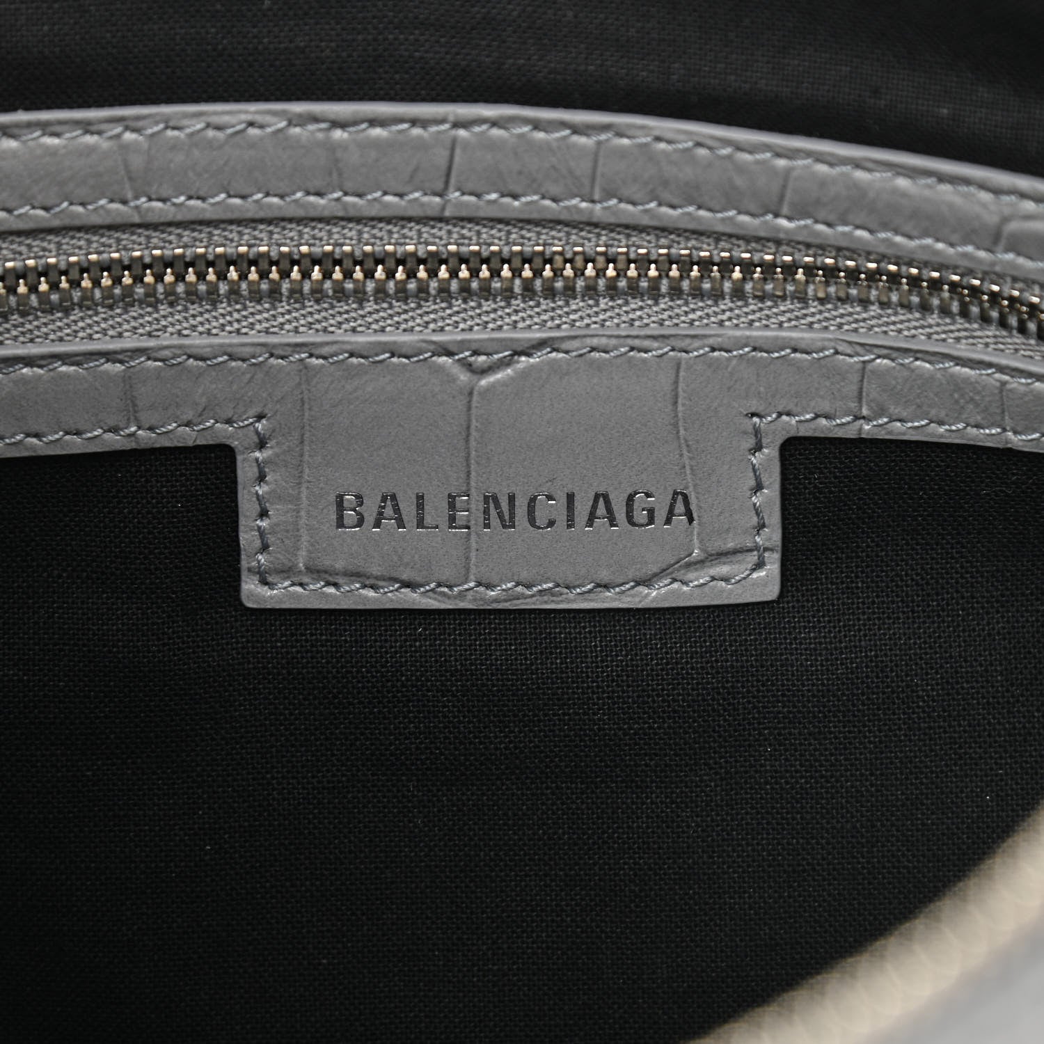 Balenciaga Extra Supple Calfskin Crocodile Embossed Small Le Cagole Shoulder Bag Balenciaga Grey 7 of 11