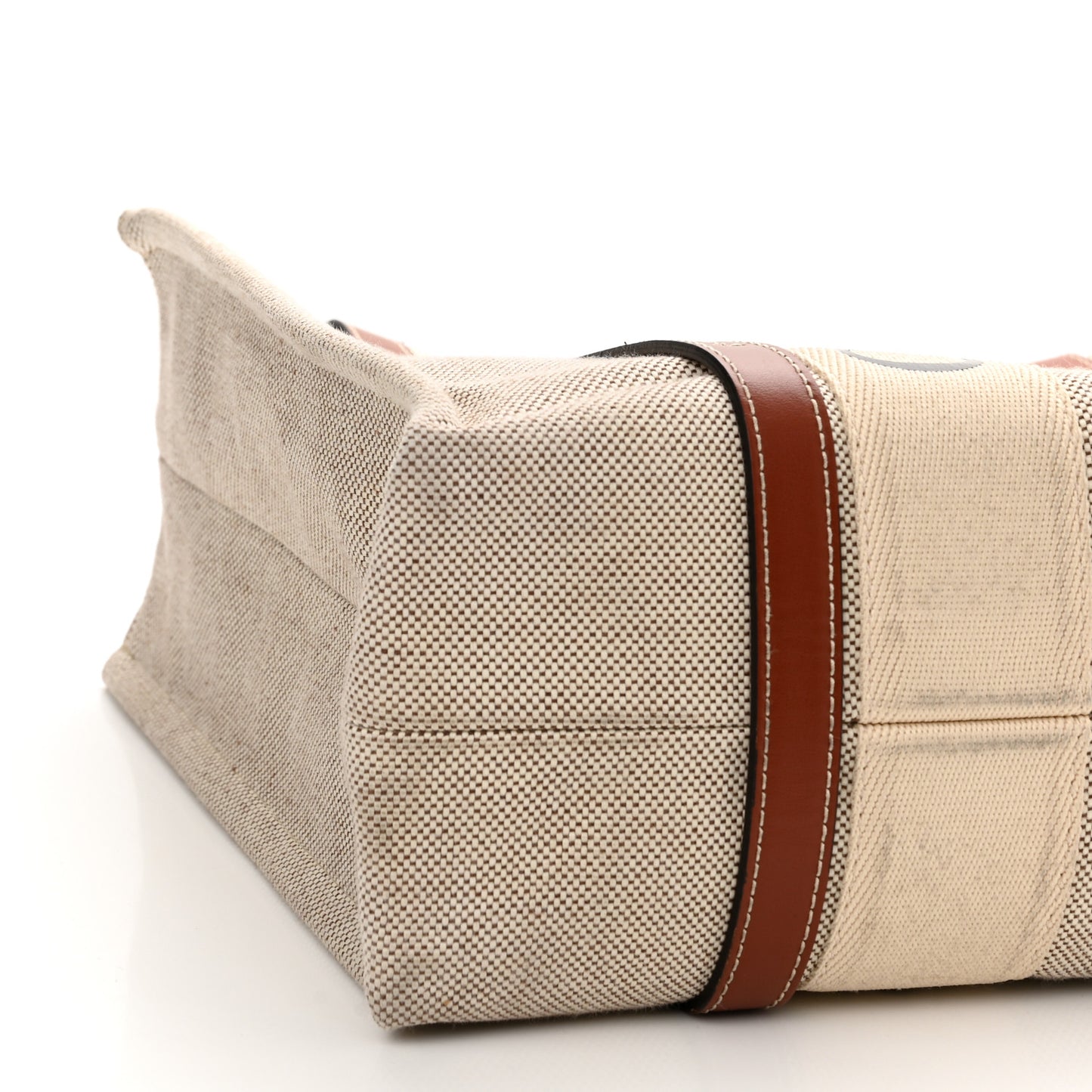 Cotton Calfskin Medium Woody Ribbon Tote White Brown