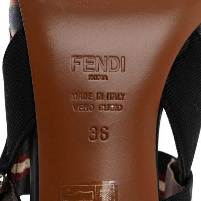 Fendi Technical Mesh FF Colibri 55mm Slingback Pumps 36 Tobacco Moro 8 of 15