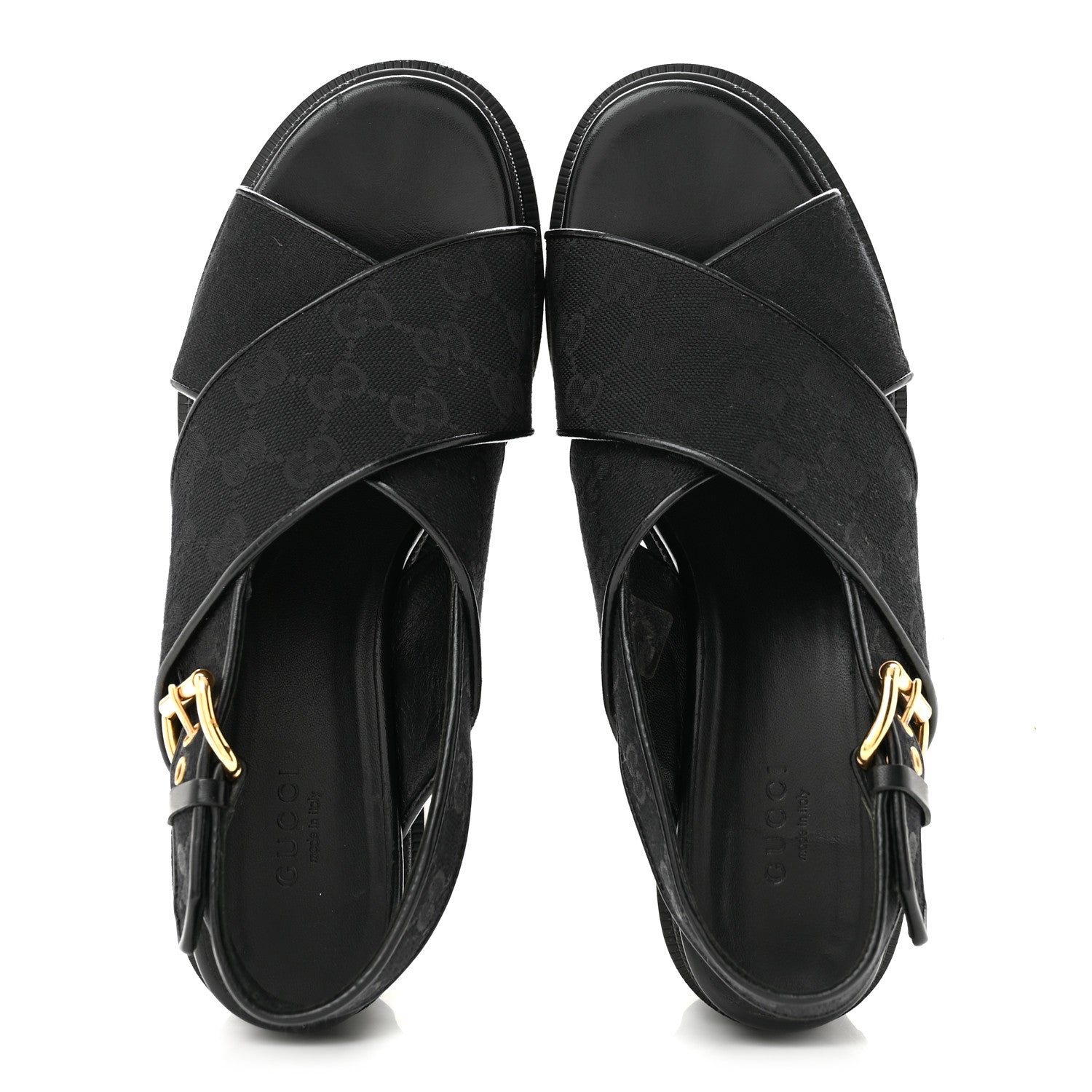 Gucci Monogram Granada Kid Trip 40/72mm Lug Sole Sandals 38.5 Black 2 of 11