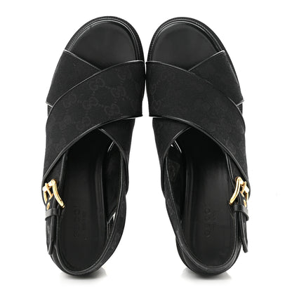 Gucci Monogram Granada Kid Trip 40/72mm Lug Sole Sandals 38.5 Black 2 of 11
