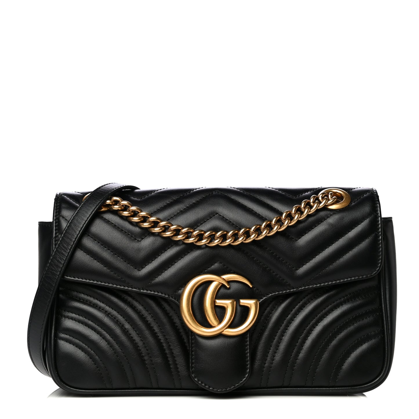 Calfskin Matelasse Small GG Marmont Shoulder Bag Black