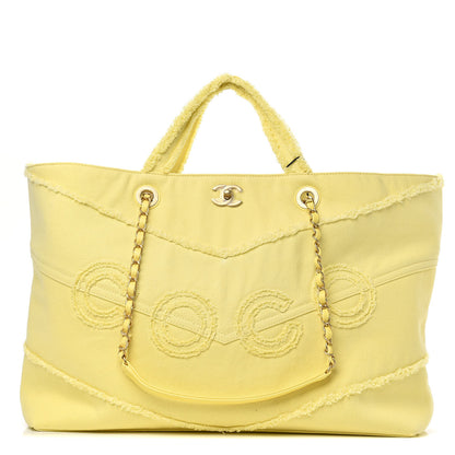 Chanel Denim Chevron Coco Tote Yellow 1 of 10