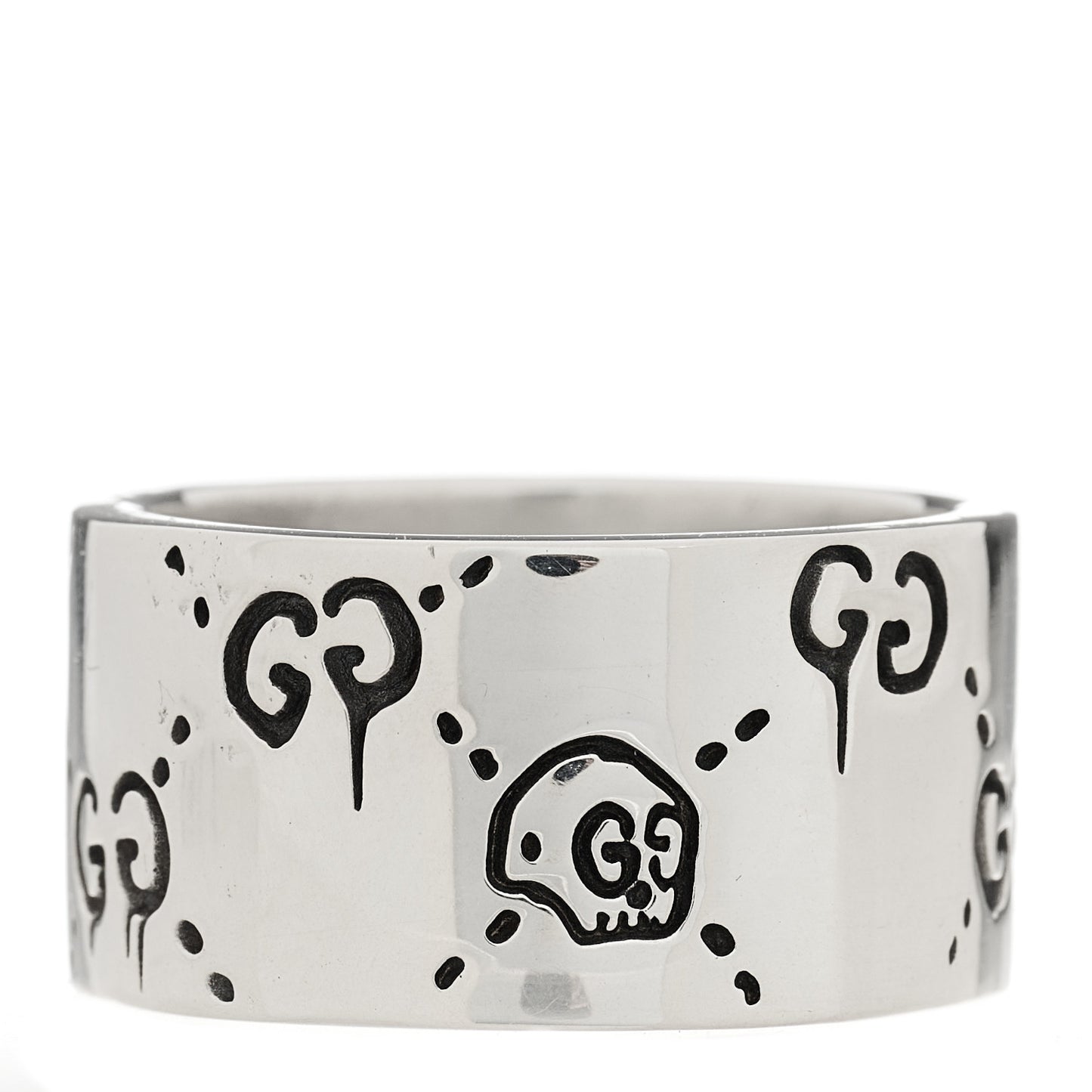 Sterling Silver GucciGhost Hamlet Skull Band Ring 58 8.5