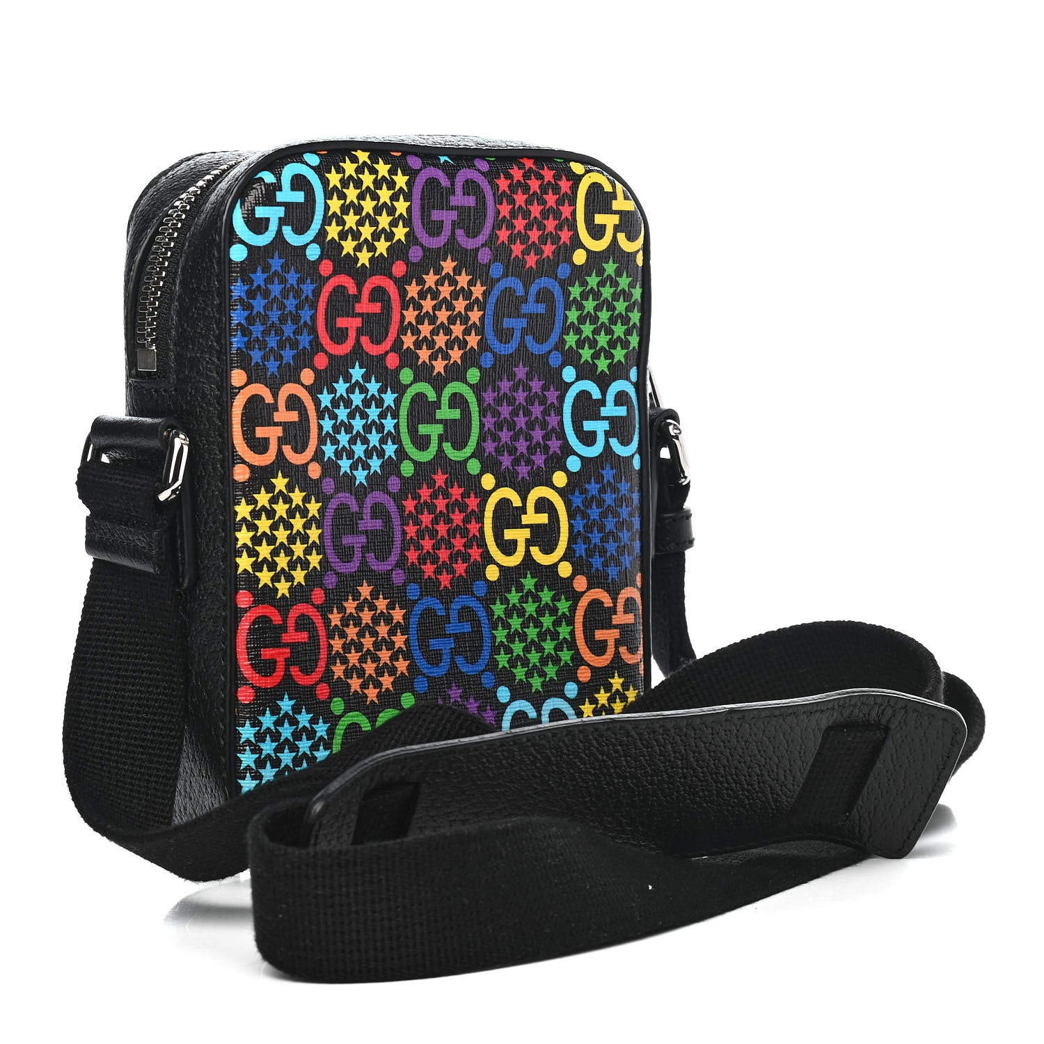 Gucci GG Supreme Monogram Psychedelic Messenger Bag Black 3 of 9