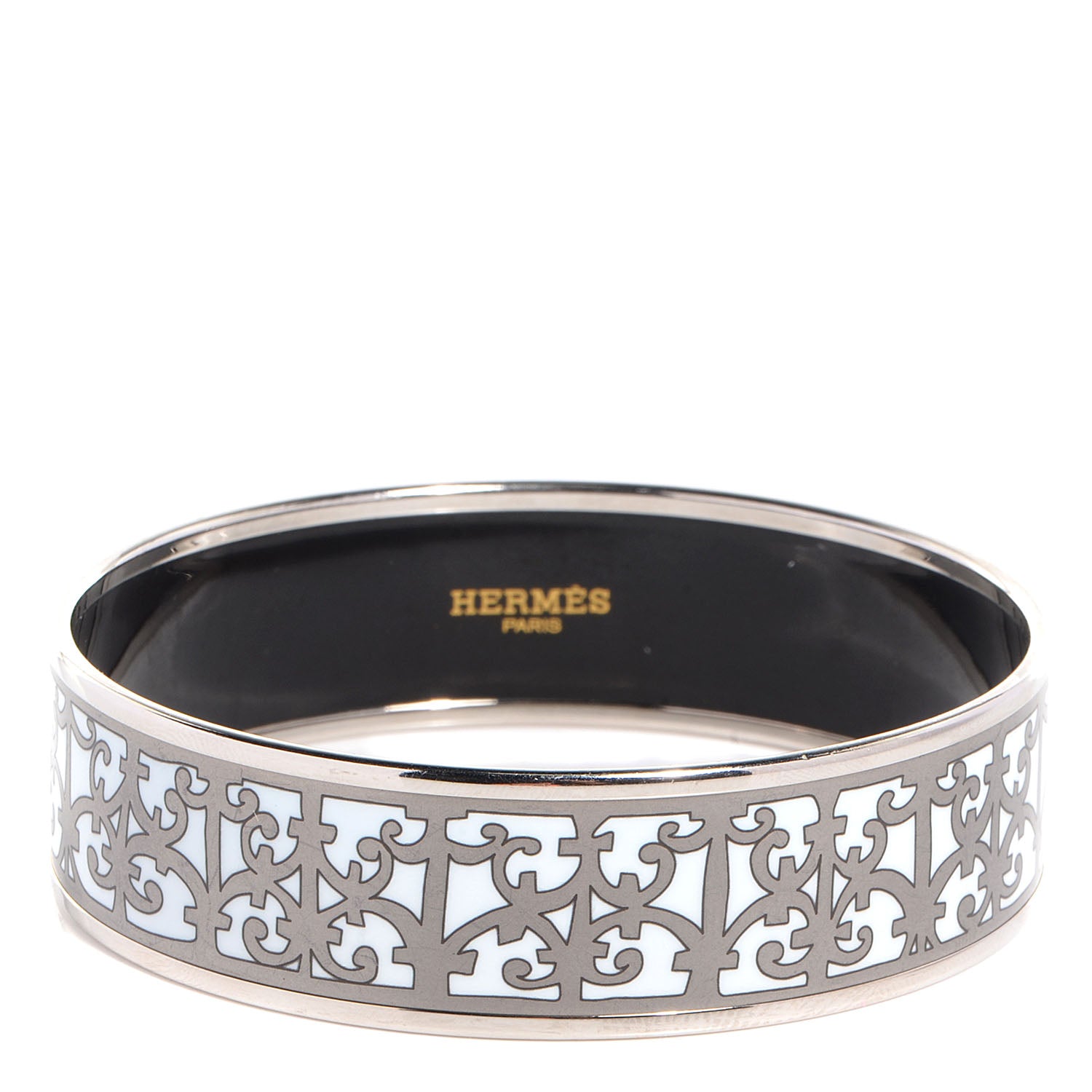 Hermes Enamel Printed Wide Balcons du Guadalquivir Bracelet 70 Silver 1 of 4