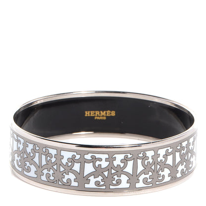 Hermes Enamel Printed Wide Balcons du Guadalquivir Bracelet 70 Silver 1 of 4