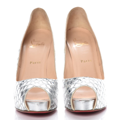 Christian Louboutin Calfskin Crepe Poseidon 120 Pumps 35 Silver 2 of 15