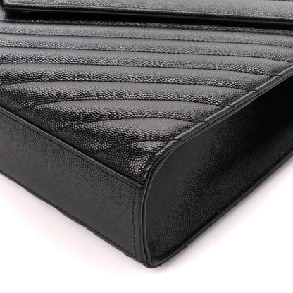 Saint Laurent Grain De Poudre Matelasse Chevron Large Monogram Satchel Black 10 of 10