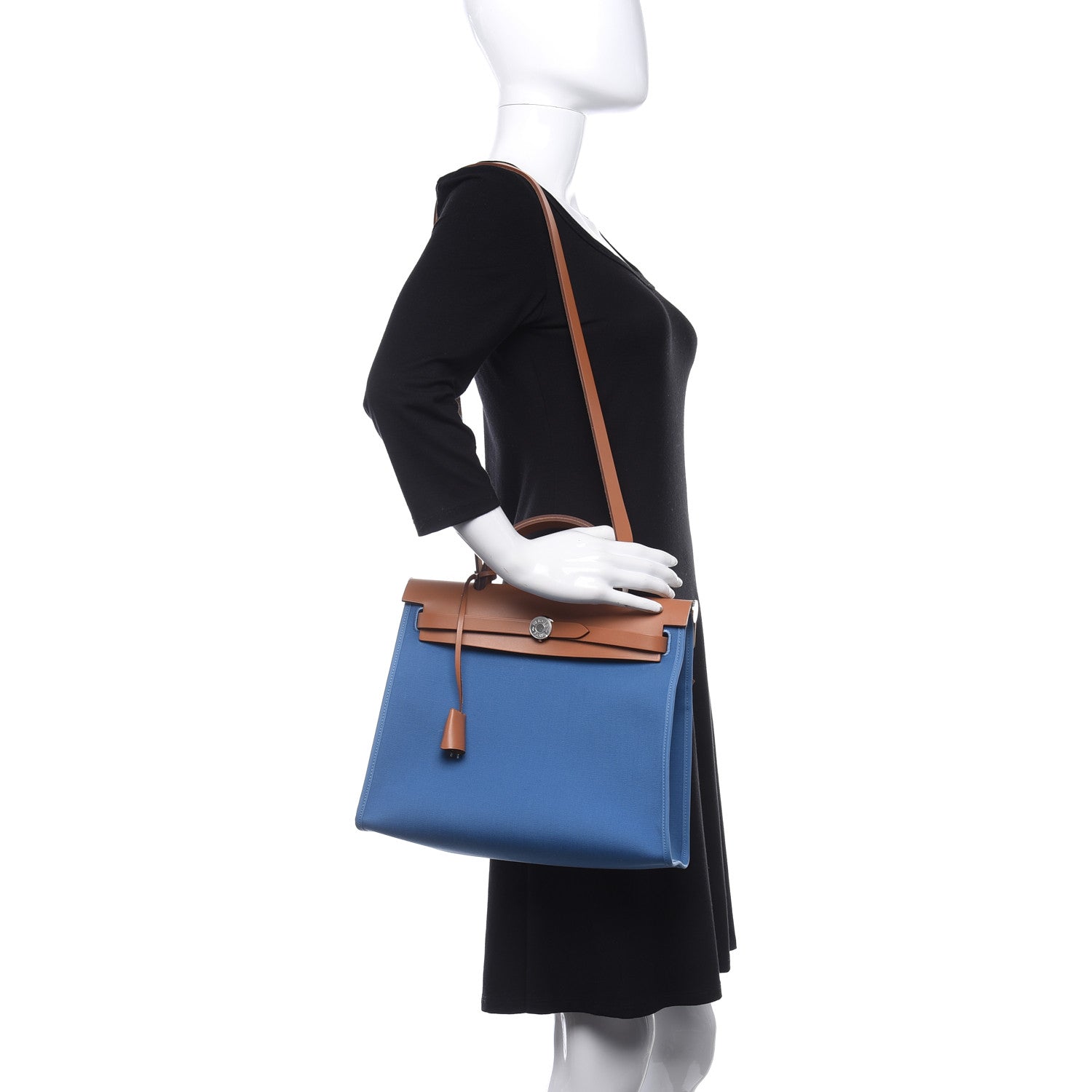 Hermes Vache Hunter Toile Herbag Zip 31 PM Azur Natural 2 of 10
