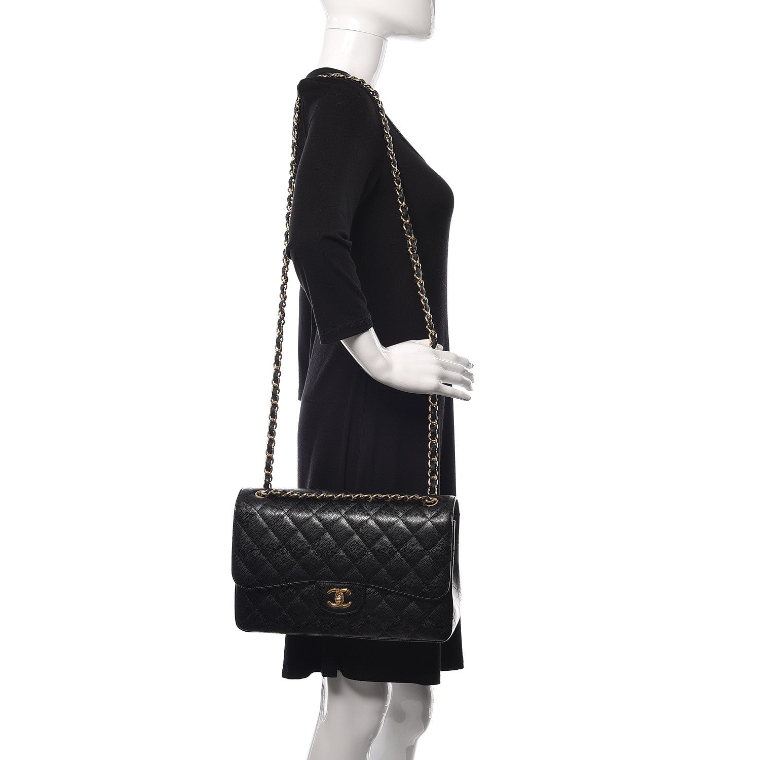 Chanel Caviar Quilted Jumbo Double Flap Black 2 of 10