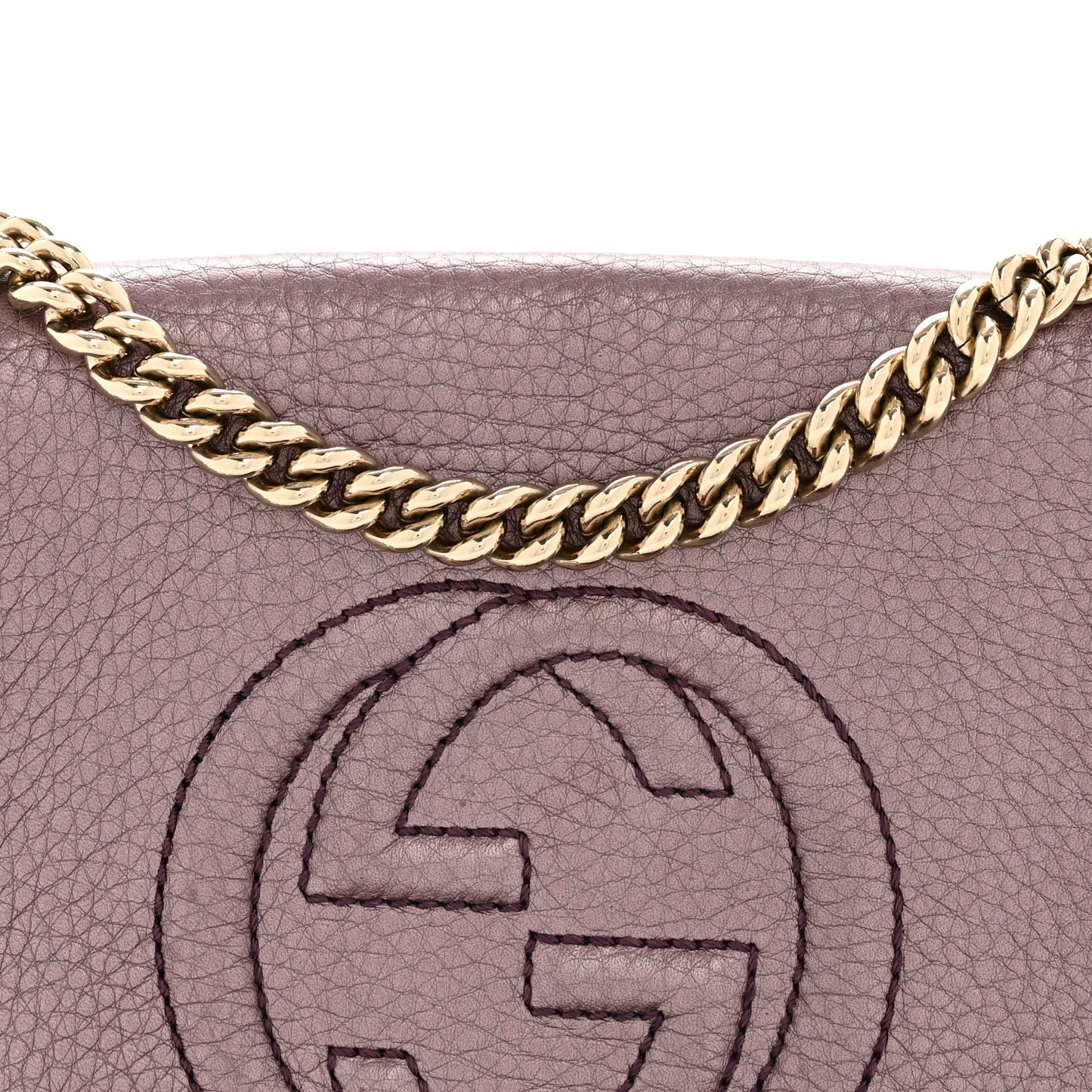 Metallic Pebbled Calfskin Small Soho Flap Crossbody Purple