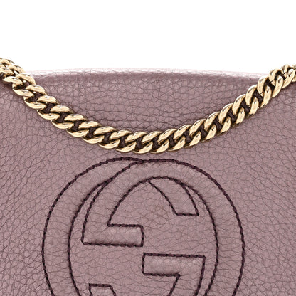 Gucci Metallic Pebbled Calfskin Small Soho Flap Crossbody Purple 8 of 13