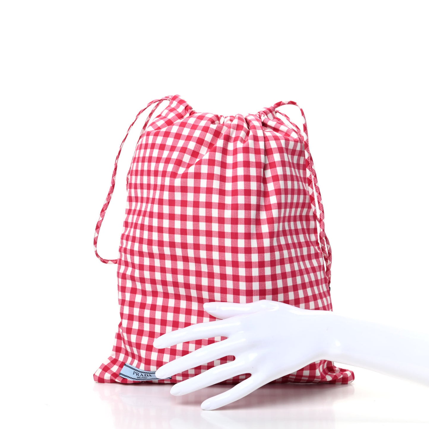 Tessuto Nylon Vichy Gingham Pouch Rosso