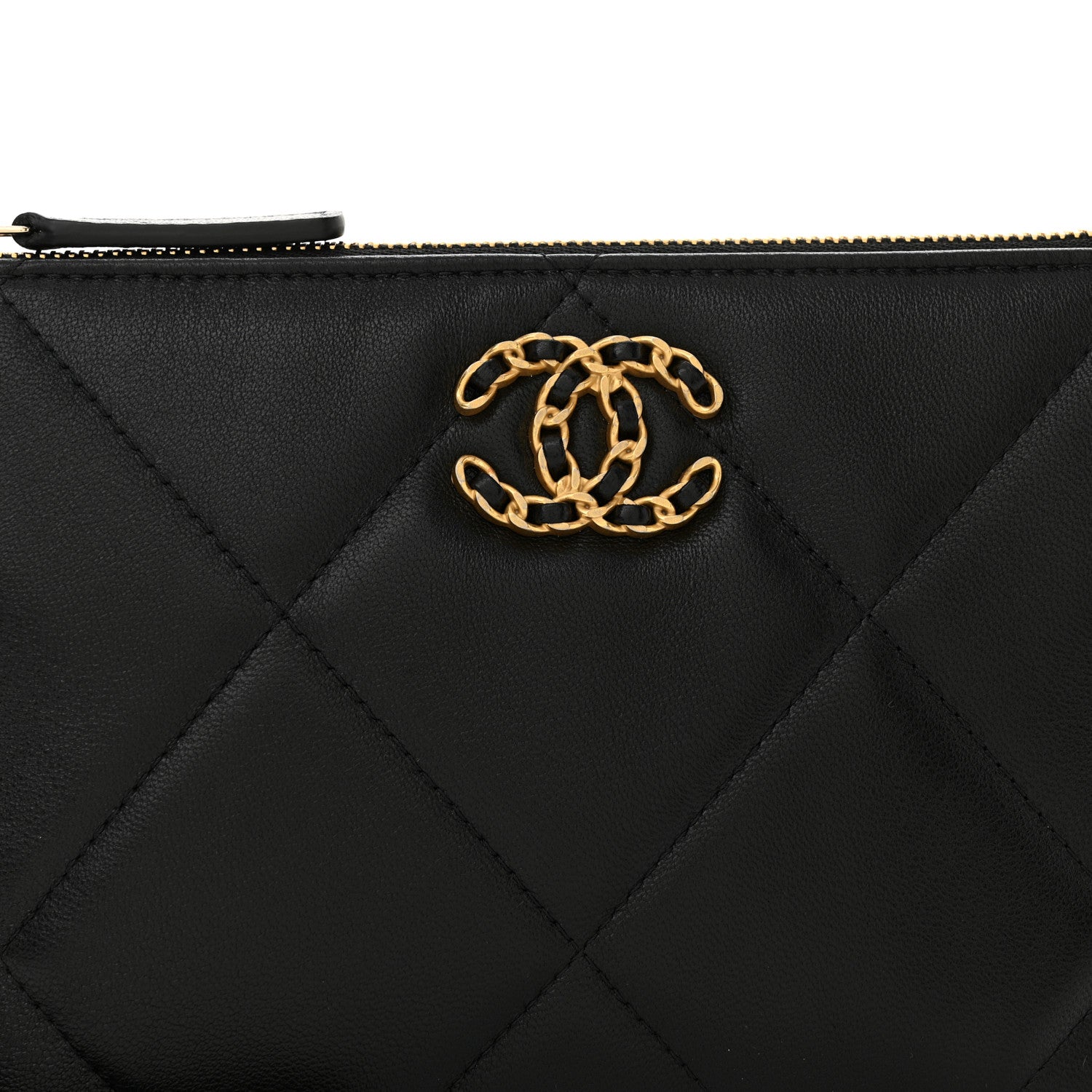 Chanel Shiny Goatskin Quilted Small Chanel 19 Pouch With Handle Black 8 of 10