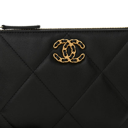 Chanel Shiny Goatskin Quilted Small Chanel 19 Pouch With Handle Black 8 of 10