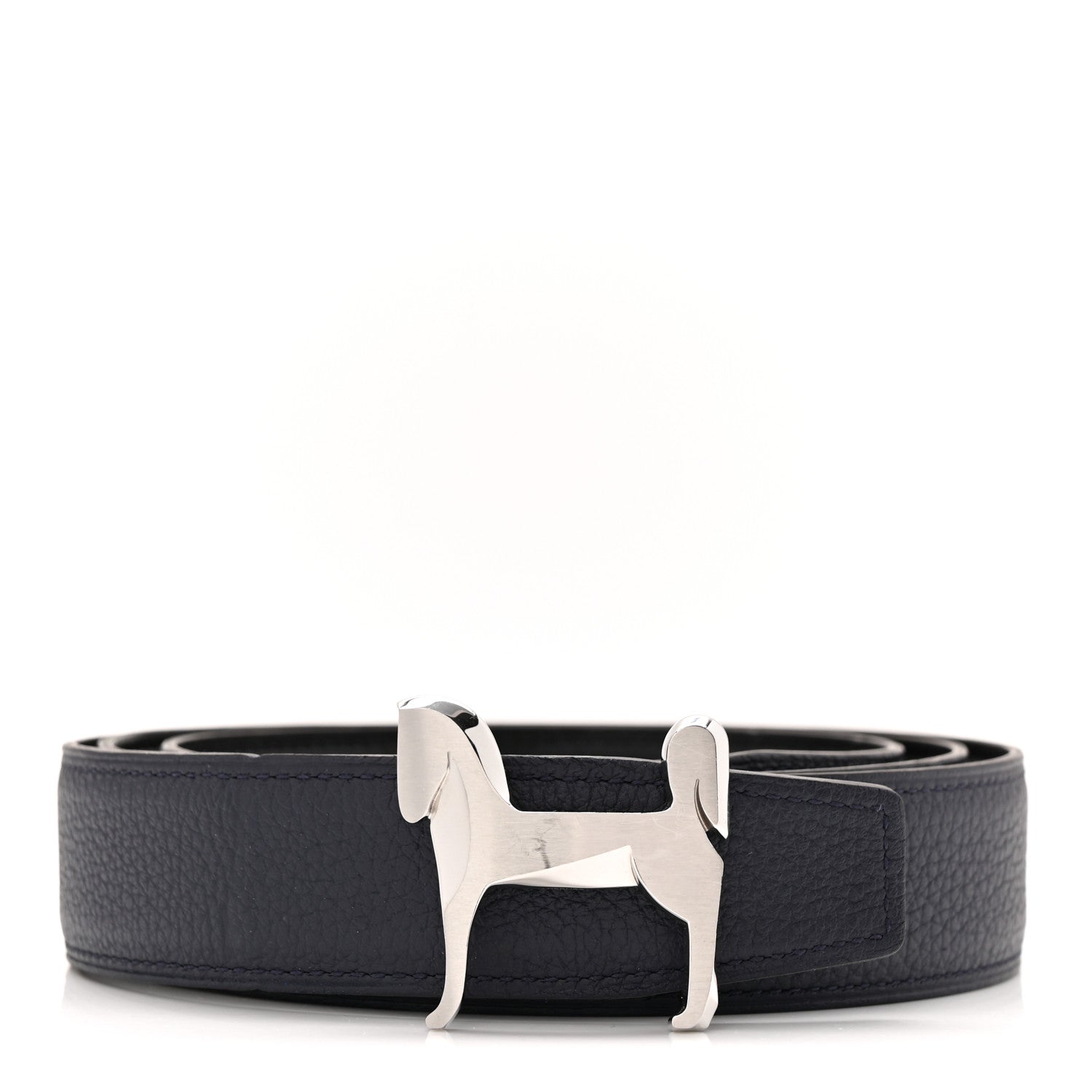 Hermes Box Togo 32mm Panache Belt 105 42 Black Bleu de Prusse 1 of 5