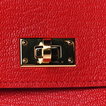 Hermes Chevre Mysore Kelly Pocket Compact Wallet Rouge de Coeur 9 of 12