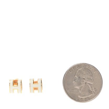 Hermes Gold Lacquered Mini Pop H Earrings White 2 of 6