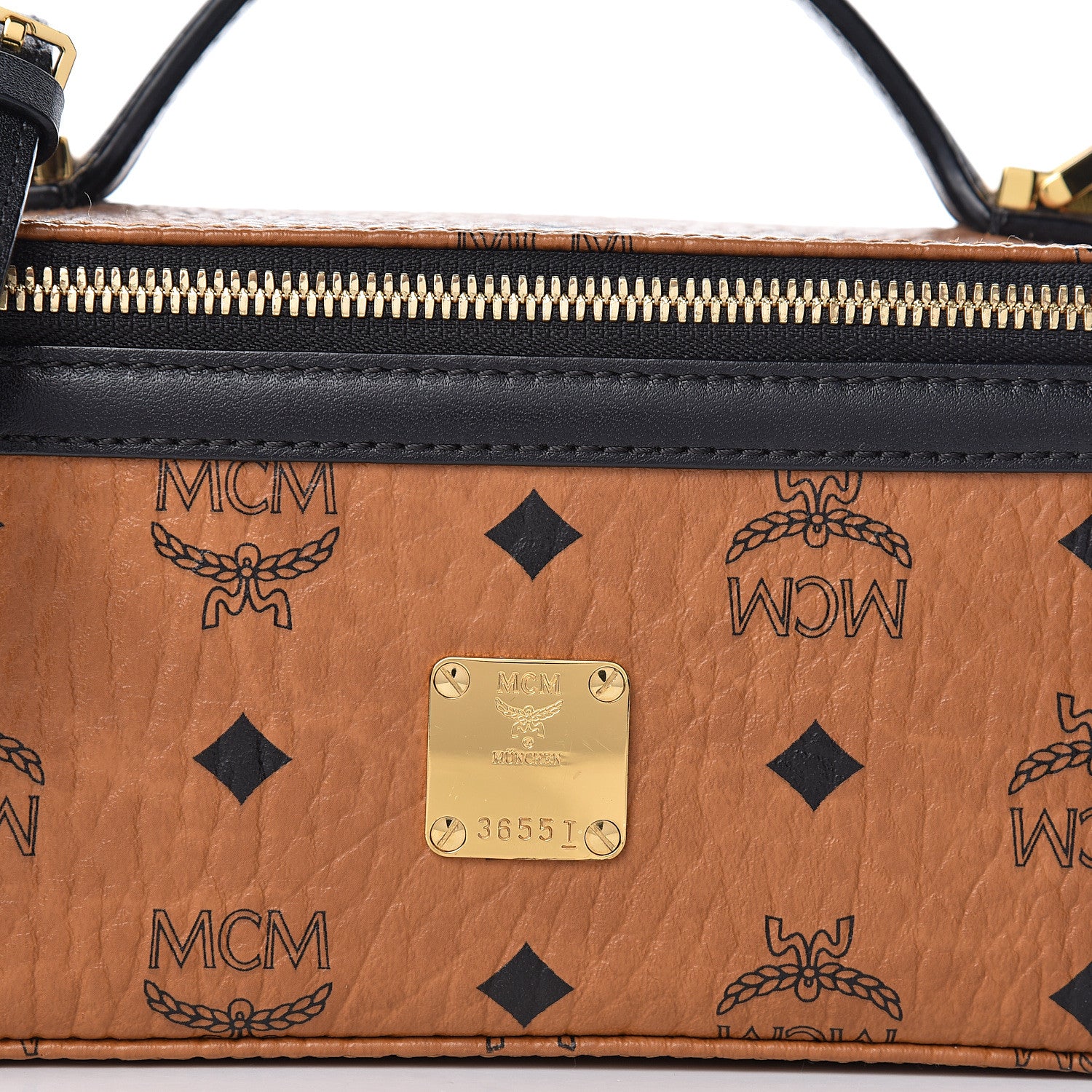 MCM Visetos Vanity Case Cognac Black 8 of 12