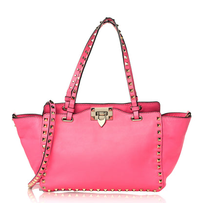 Valentino Garavani Vitello Small Rockstud Tote Fuxia Fluo 1 of 9