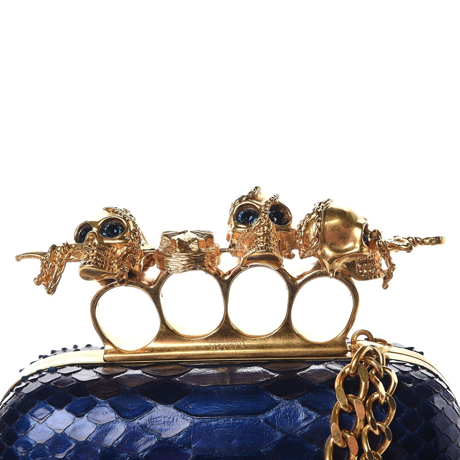 Alexander McQueen Python Knuckle Box Clutch Blue 11 of 11