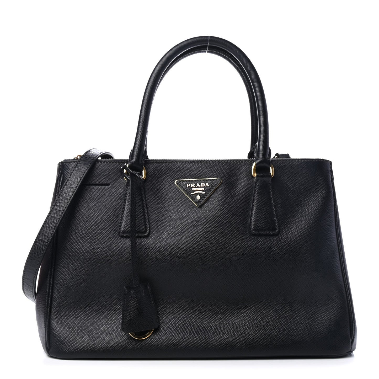 Saffiano Small Galleria Double Zip Tote Black