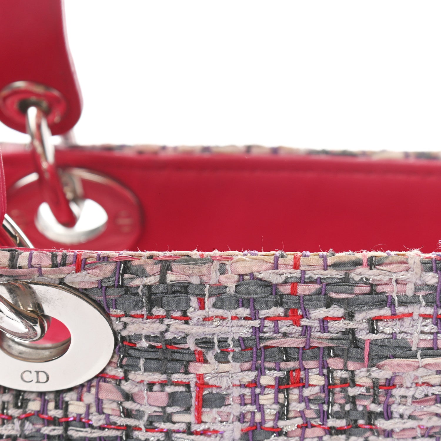 Christian Dior Tweed Medium Lady Dior Pink Multicolor 9 of 9
