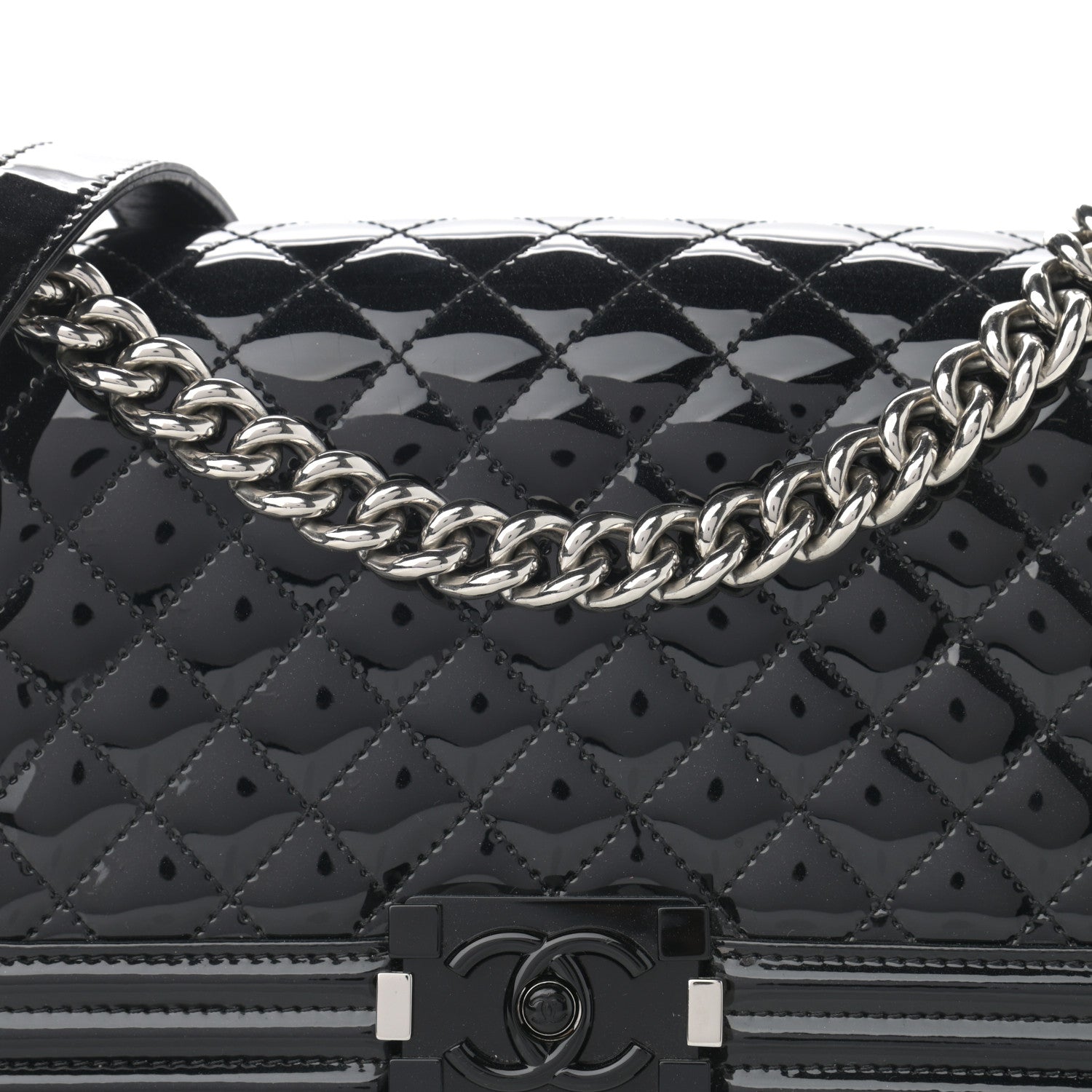 Chanel Patent Calfskin Quilted Medium Plexiglass Boy Flap Black 7 of 13