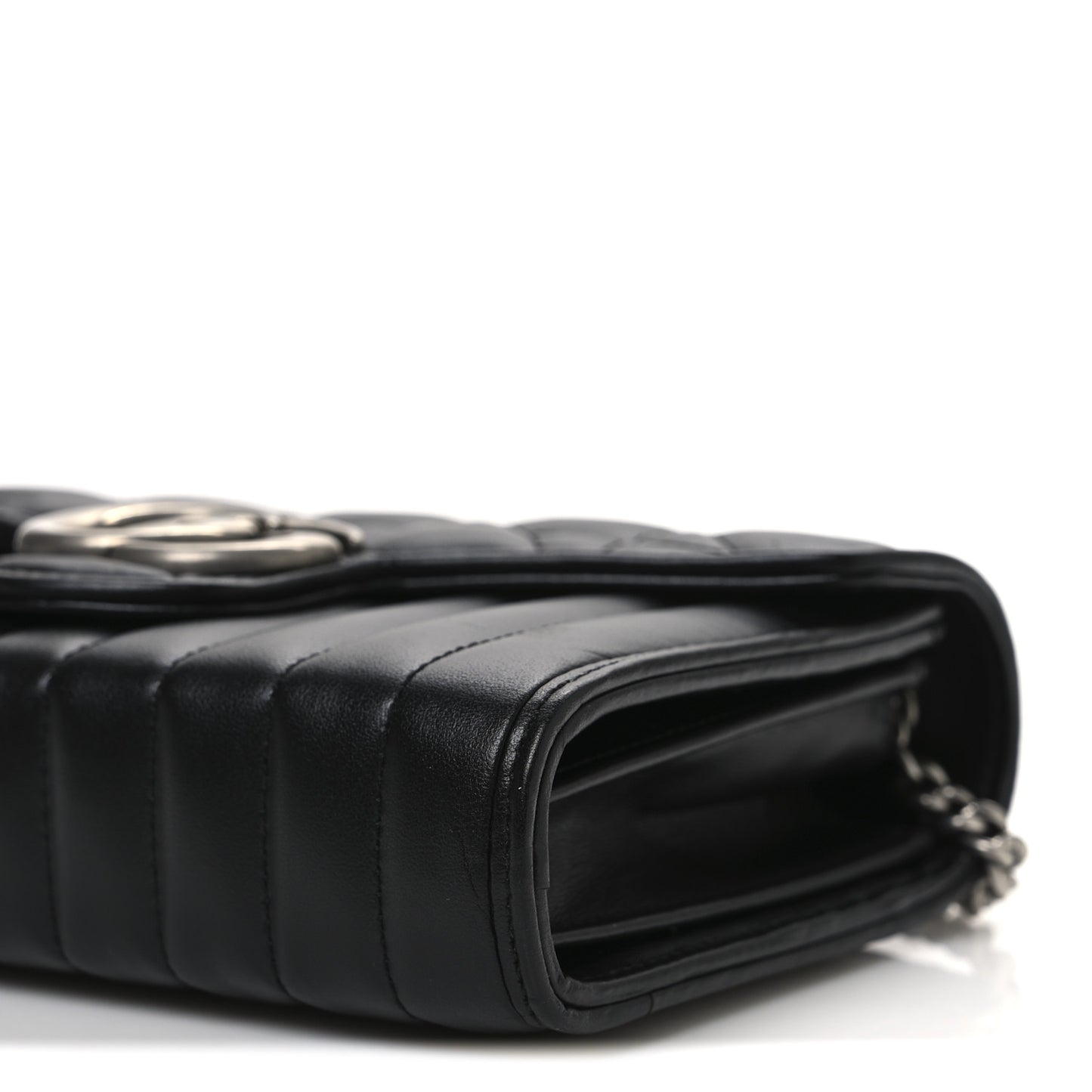 Calfskin Matelasse Aria GG Marmont Chain Wallet Black