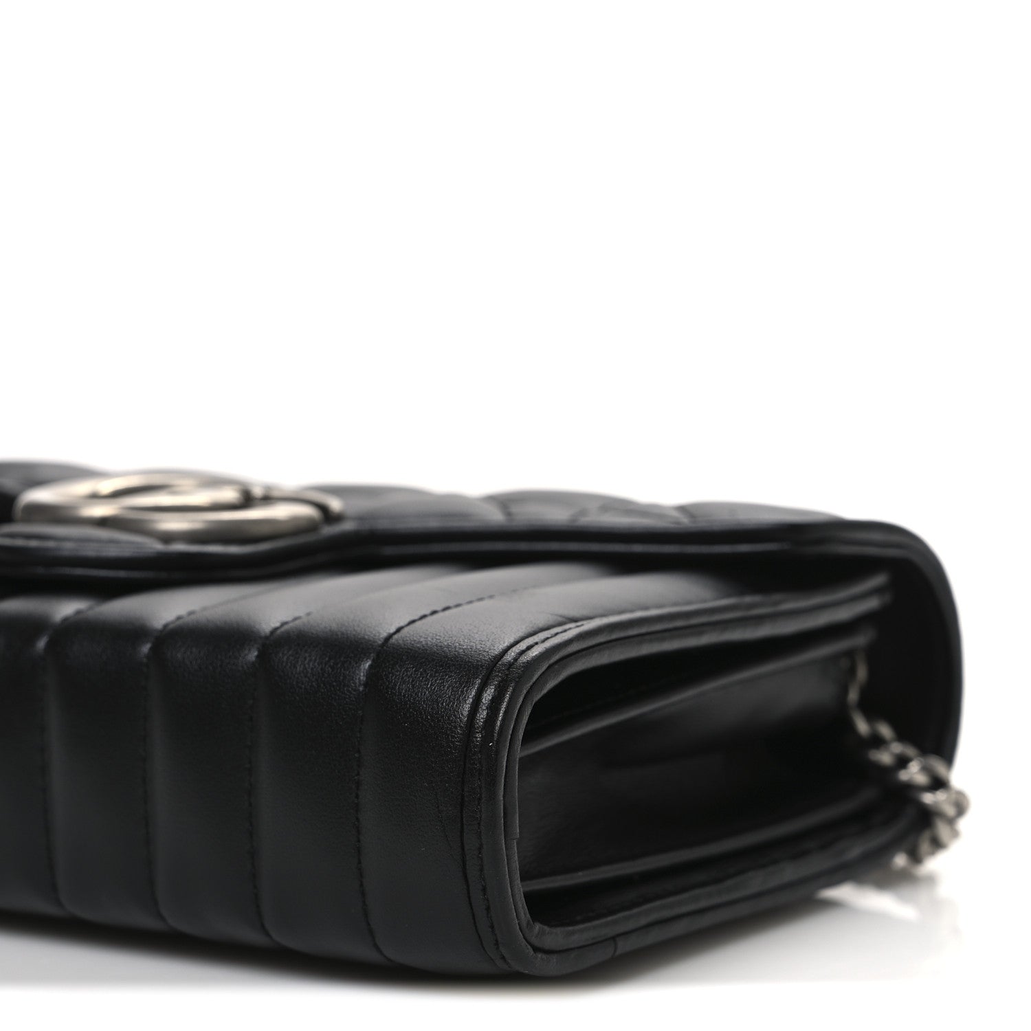 Gucci Calfskin Matelasse Aria GG Marmont Chain Wallet Black 10 of 10