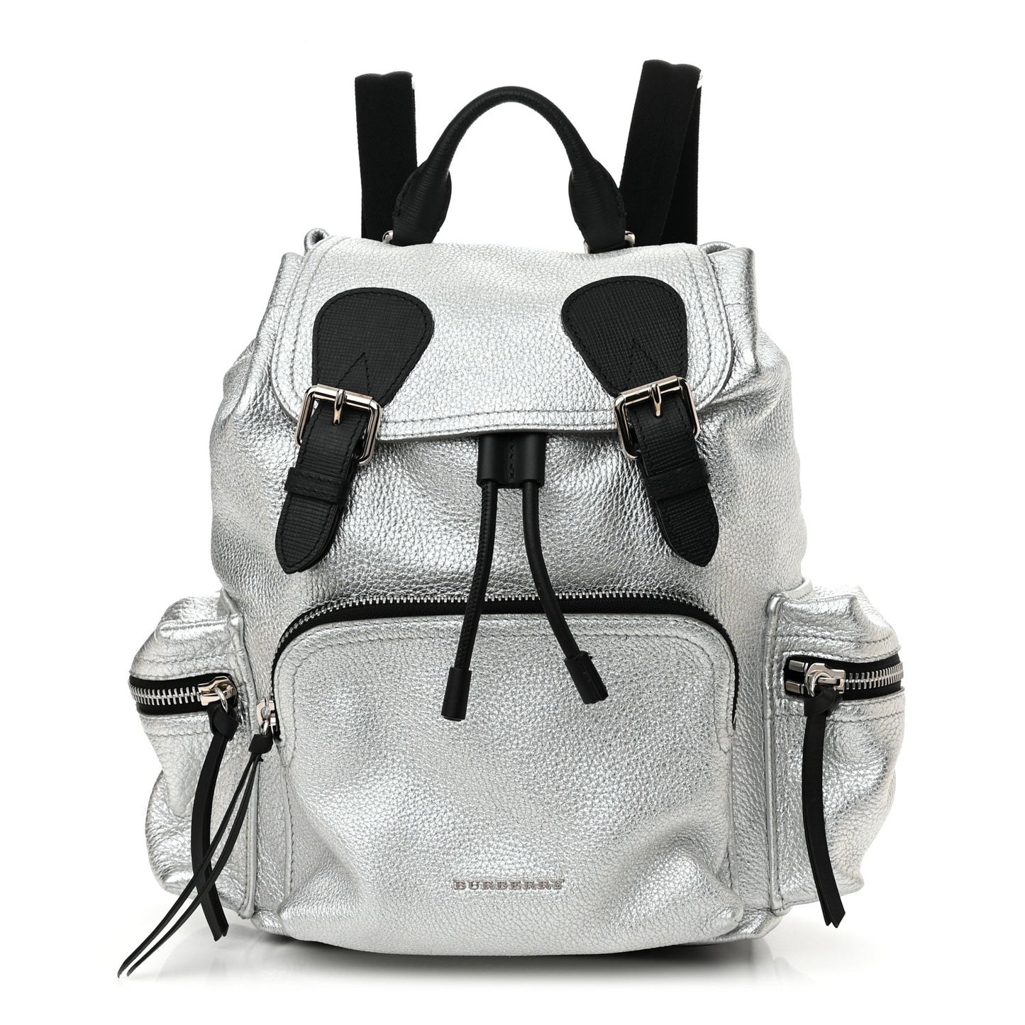 Metallic Deerskin Medium Rucksack Backpack Silver