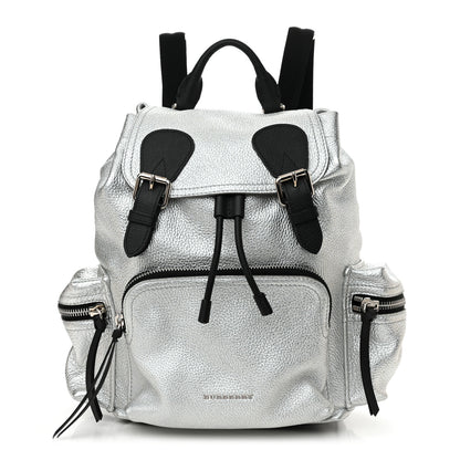 Burberry Metallic Deerskin Medium Rucksack Backpack Silver 1 of 14